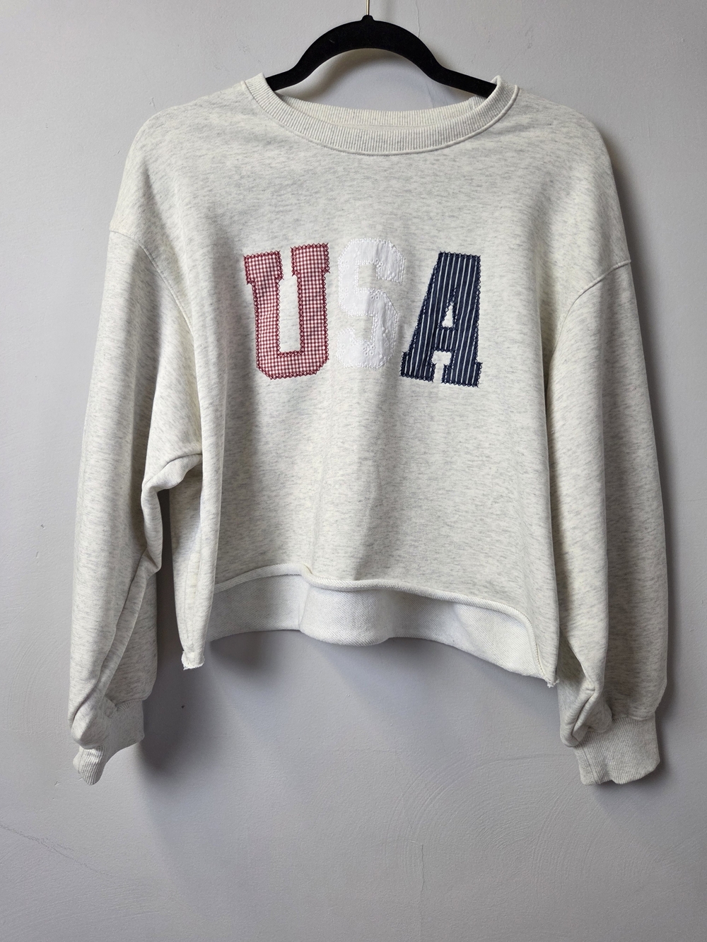 USA Appliqué Crewneck Sweatshirt - Light Gray